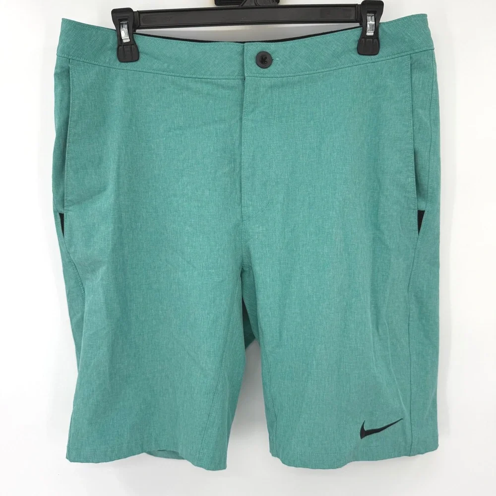 Nike Board Shorts Men 32 Teal NESS C516 Swim Trunks Heathered Stretch